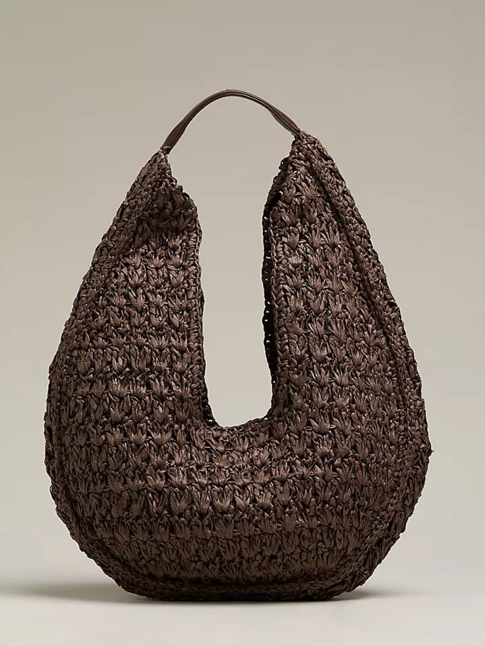 Anthropologie Large Raffia Slouchy U-Shaped Bag